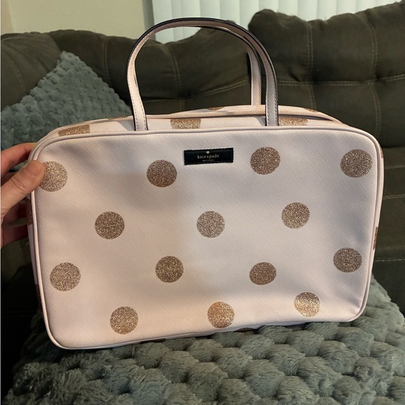 kate spade Handbags - Kate Spade Pink and Gold Polka Dot Travel Bag NWOT